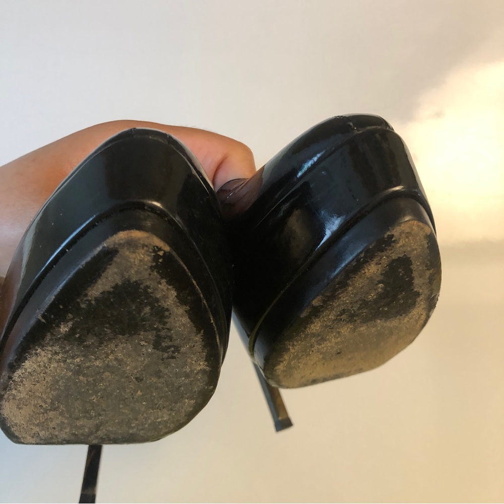 * GUCCI Black Patent Unisex Stiletto Platform Women’s size 38EU Pumps - Picture 9 of 14